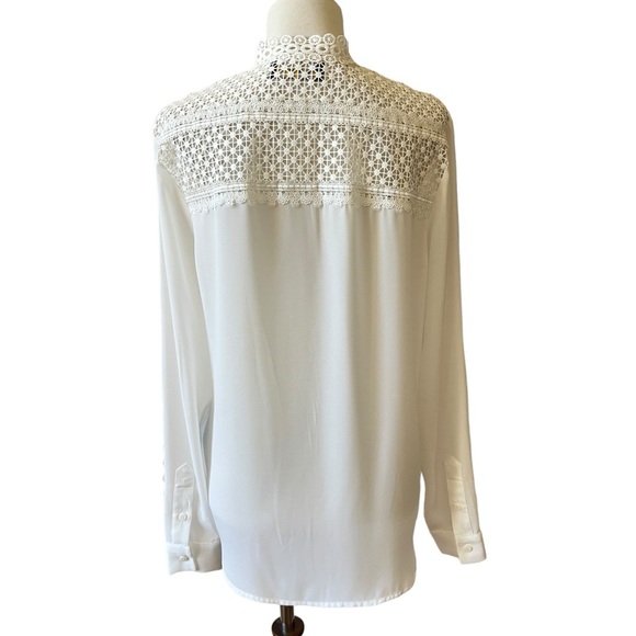 THE KOOPLES LACE INSET BLOUSE HIDDEN BUTTON FRONT DRESSY DAINTY FEMININE WHITE S - Picture 5 of 12